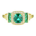 【送料無料】 アンブランデッド レディース リング アクセサリー 14k Gold Over Silver Lab-Created Emerald Lab-Created White Sapphire Solitaire Ring Gold Tone(4)