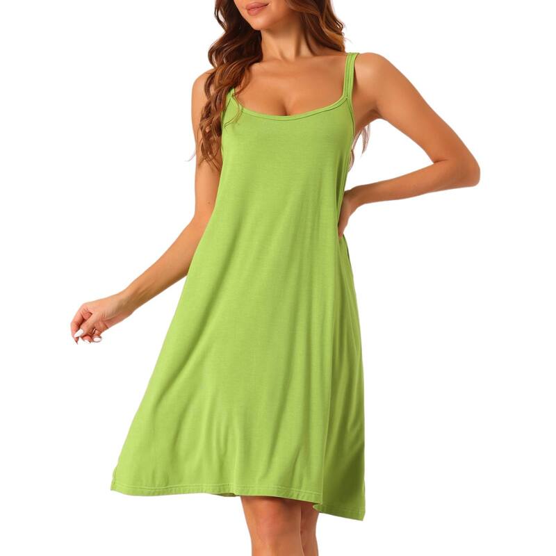 cheibear レディース アンダーウェア ナイトウェア 背中開き プラスサイズ cheibear Womens Nightgown Backless Loose Pajamas Crossuspenderspaghetti Straps Casualoungewear Plus Bright Green グリーン