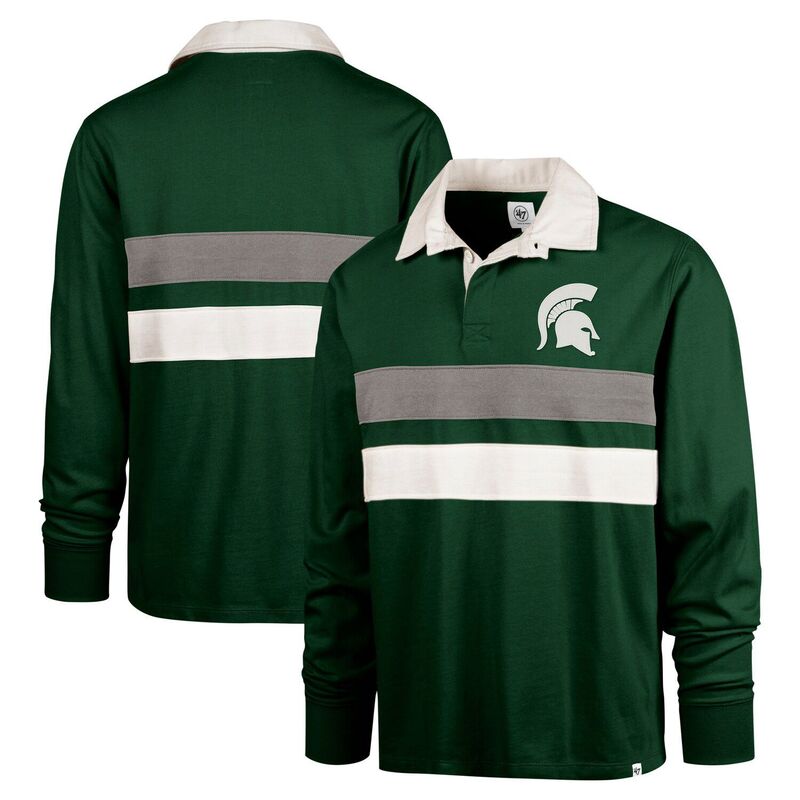 樂天商城 - フォーティセブンブランド メンズ トップス Tシャツ ポロシャツ 47 Brand Men's '47 Green Michigan State Spartans Clubhouse Knox Thames Long Sleeve Rugby Polo Msu Green グリーン