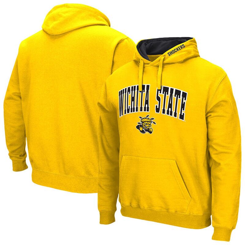 コロシアム メンズ トップス Tシャツ ロゴ パーカー Men's Colosseum Yellowichita State Shockers Arch & Logo 3.0 Pullover Hoodie Wst Yellow イエロー