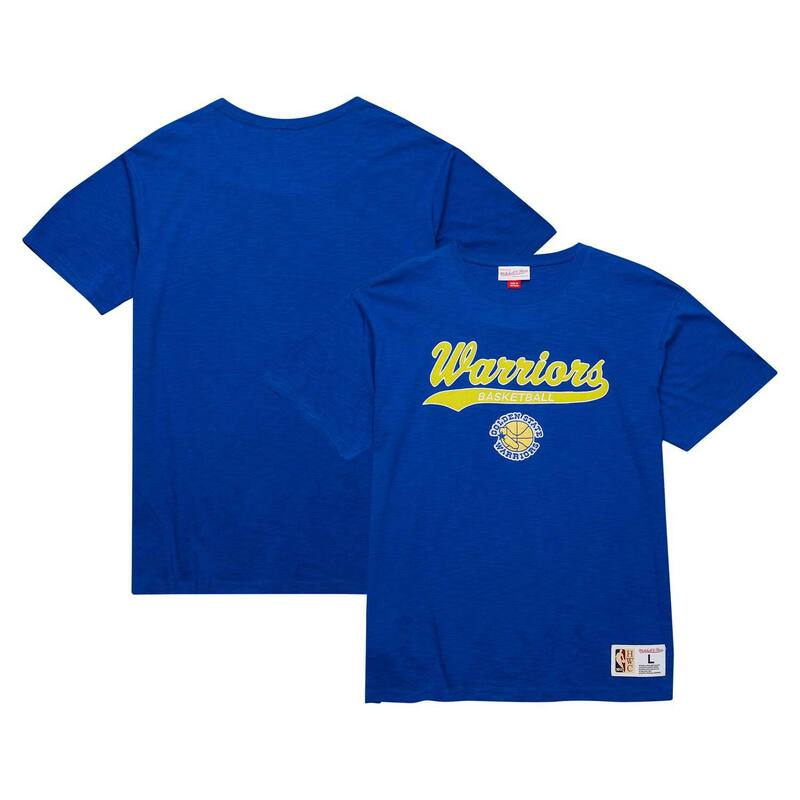 樂天商城 - ミッチェル&ネス メンズ トップス Tシャツ Men's Mitchell & Ness Royal Golden State Warriors Hardwood Classics Felt Applique Slub T-Shirt War Blue ブルー