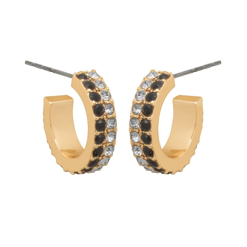 LC Lauren Conrad レディース アクセサリー ピアス・イヤリング LC Lauren Conrad Gold Tone Noir Crystal Hoop Earrings Black ブラック