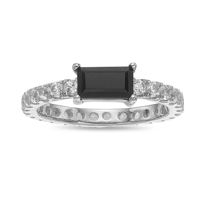 Gemminded レディース アクセサリー リング Gemminded Sterling Silver Onyx and Lab-Created White Sapphire Ring Sterling ホワイト