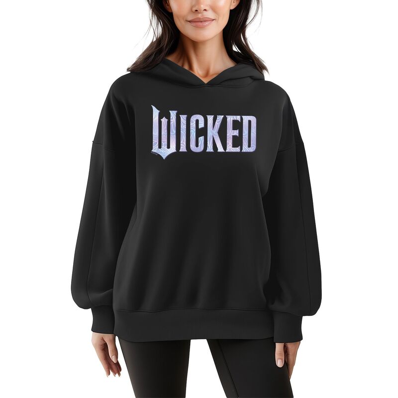 アニメキャラクター レディース トップス Tシャツ スウェット ロゴ フリース パーカー Licensed Character Women 039 s Wicked For Good Logo Butterfly Sparkle Oversized Fleece Hoodie Sweatshirt Black ブラック