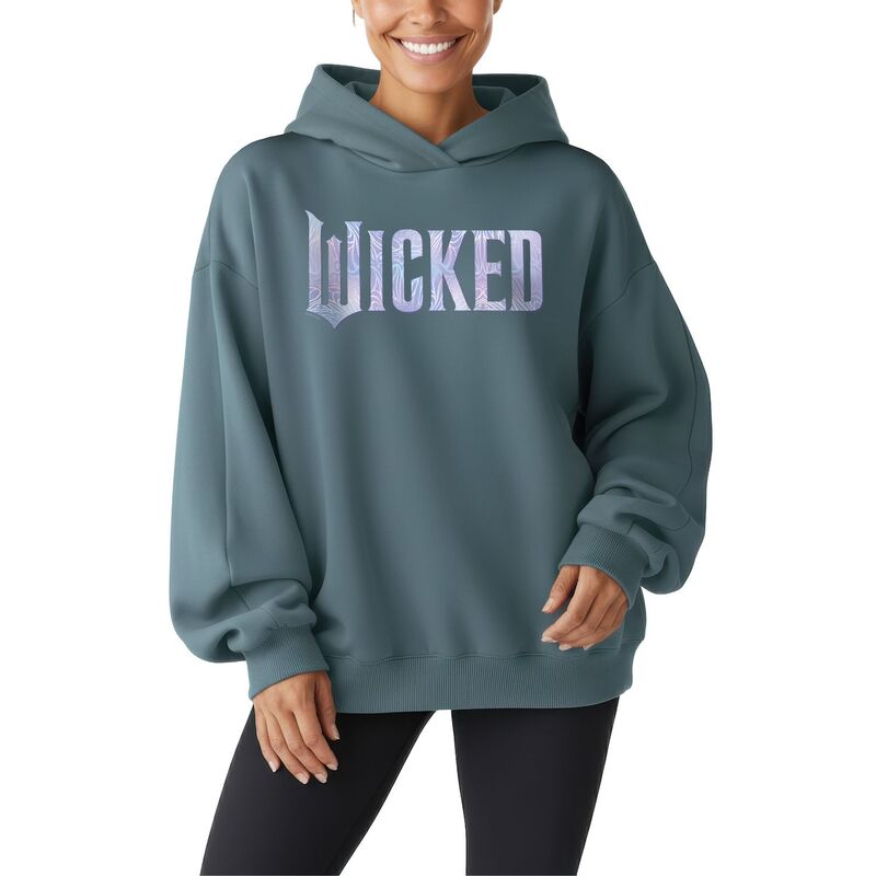 アニメキャラクター レディース トップス Tシャツ スウェット ロゴ フリース パーカー Licensed Character Women 039 s Wicked For Good Logo Butterfly Sparkle Oversized Fleece Hoodie Sweatshirt Flint Blue ブルー