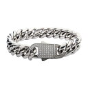【送料無料】 アンブランデッド メンズ ブレスレット・バングル・アンクレット アクセサリー Stainless Steel Curb Chain & Cubic...