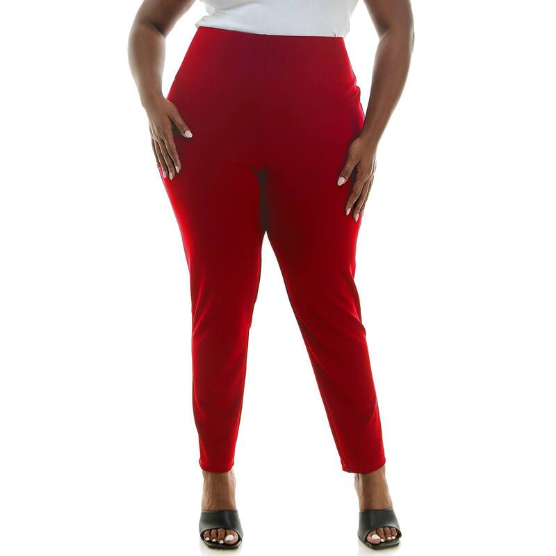 ニナレオナルド レディース ボトムス カジュアルパンツ クレープラスサイズ Plusize Nina Leonard High Tech Crepe Pants Nina Red レッド
