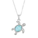 【送料無料】 アンブランデッド レディース ネックレス・チョーカー・ペンダントトップ アクセサリー Larimar Sterling Silver Turtle Pendant Necklace Blue(4)