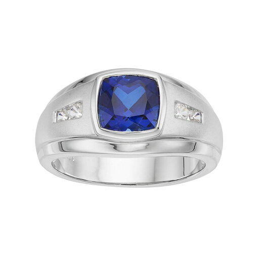 【送料無料】 アンブランデッド メンズ リング アクセサリー Men's Sterling Silver Lab-Created Blue & White Sapphire Ring Sterling 【送料無料】 アンブランデッド メンズ リング アクセサリー Men's Sterling Silver Lab-Created Blue & White Sapphire Ring Sterling