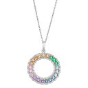 【送料無料】 アンブランデッド レディース ネックレス・チョーカー・ペンダントトップ アクセサリー Sterling Silver Pastel Cubic Zirconia Accent Circle Pendant Necklace Sterling Silver(4)