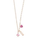 【送料無料】 アンブランデッド レディース ネックレス・チョーカー・ペンダントトップ アクセサリー 18k Rose Gold Over Silver Pink Cubic Zirconia Love Charm Necklace Rose Tone(4)