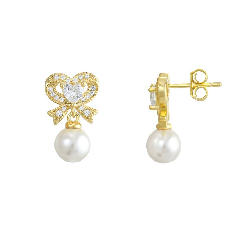 【送料無料】 アンブランデッド レディース ピアス・イヤリング アクセサリー 14K Gold over Sterling Silver Bow Drop Earrings Sterling Silver