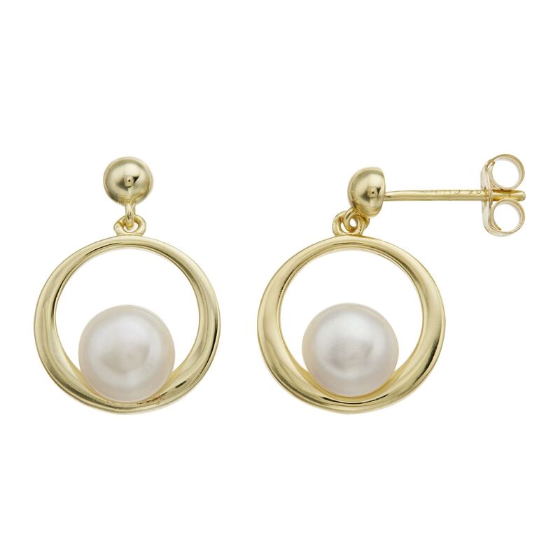 楽天ReVida 楽天市場店【送料無料】 アンブランデッド レディース ピアス・イヤリング アクセサリー Sterling Silver 14k Yellow Gold-Plated Freshwater Pearl Eternity Circle Dangle Earrings Gold Tone