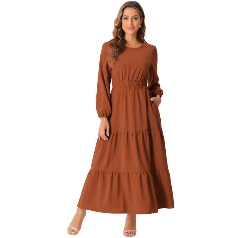 ���쥰�� ���� ��ǥ����� �ȥåץ� ���ԡ��� �ƥ������� ���롼�ͥå� �ߥǥ� ALLEGRA K Women's Fallong Sleeve Dress...