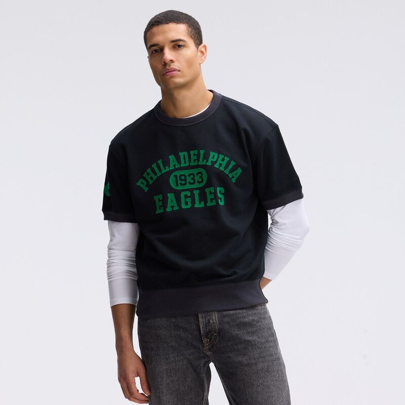 ファナティクス メンズ トップス Tシャツ スウェット フリース Fanatics Black Philadelphia Eagles IconicFleece Short Sleeve Sweatshirt Eag Black ブラック