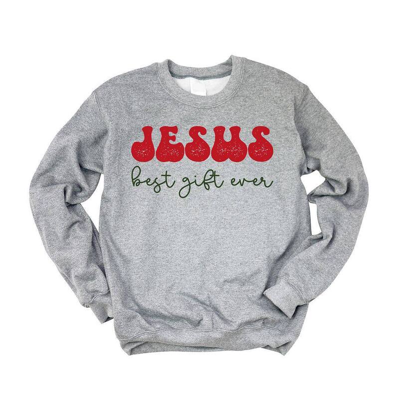 Simply Sage Market レディース トップス Tシャツ スウェット Simply Sage Market Jesus Best Gift Ever Cursive Sweatshirt Graphite グラファイト