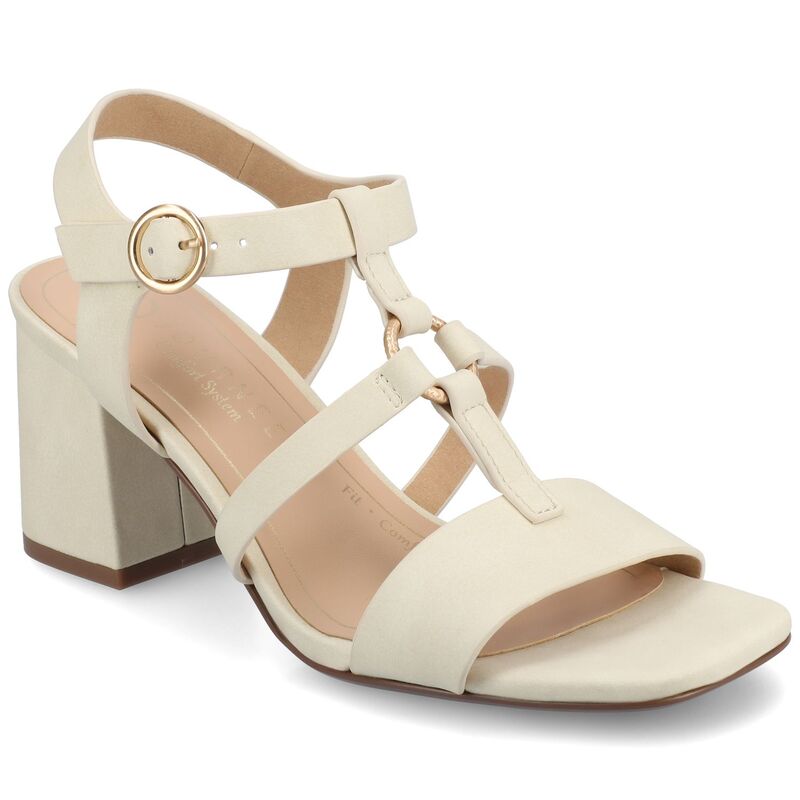 ジャーニー レディース シューズ サンダル アンクル ヒール Journee Merisol Women's Ankle Strap Block Heel Sandals Bone