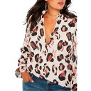 【送料無料】 エロクイ レディース シャツ トップス Eloquii Women's Plus Size Printed Button Down Shirt With Ruffle Neck Panther(4)