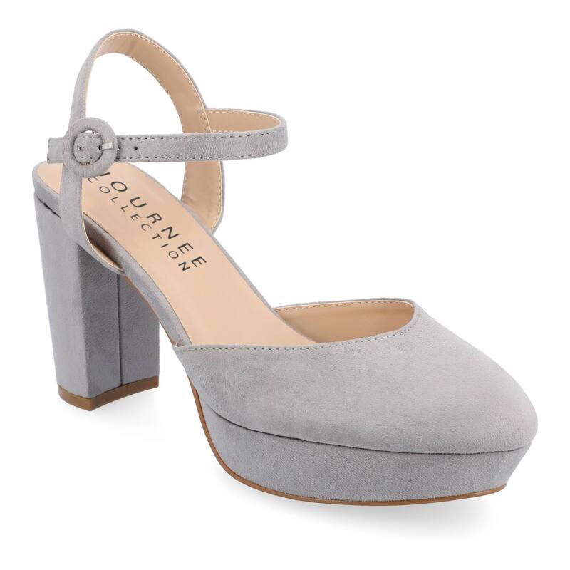【送料無料】 ジュルネ コレクション レディース パンプス シューズ Journee Collection Roslynn Women's Platform Pumps Gray