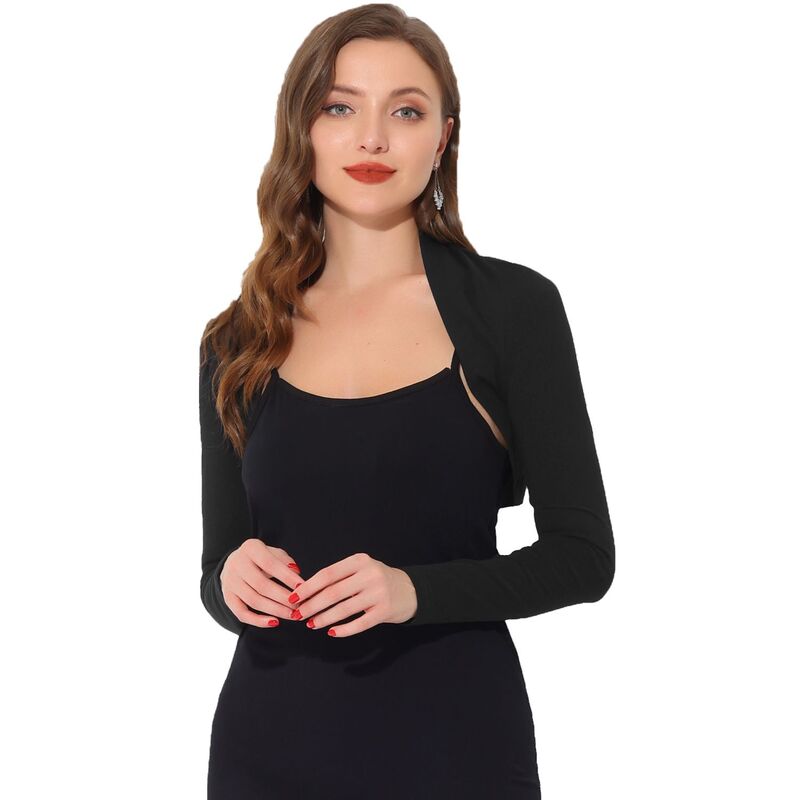 アレグラ ケー レディース トップス シャツ ニット ALLEGRA K Elegant Shrugs for Women 039 s Long Sleeve Knit Open Front Bolero Shrug Black ブラック