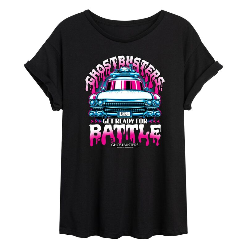 애니메이션 캐릭터 레이디스 탑스 T셔츠 Licensed Character Juniors' Ghostbusters Ready For Battle Oversized Tee Black 블랙