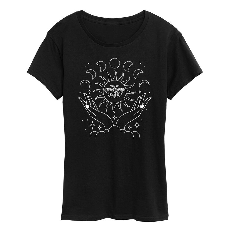 アンブランデッド レディース トップス Tシャツ グラフィック Unbranded Women's Celestial Hands Moth Graphic Tee Black ブラック