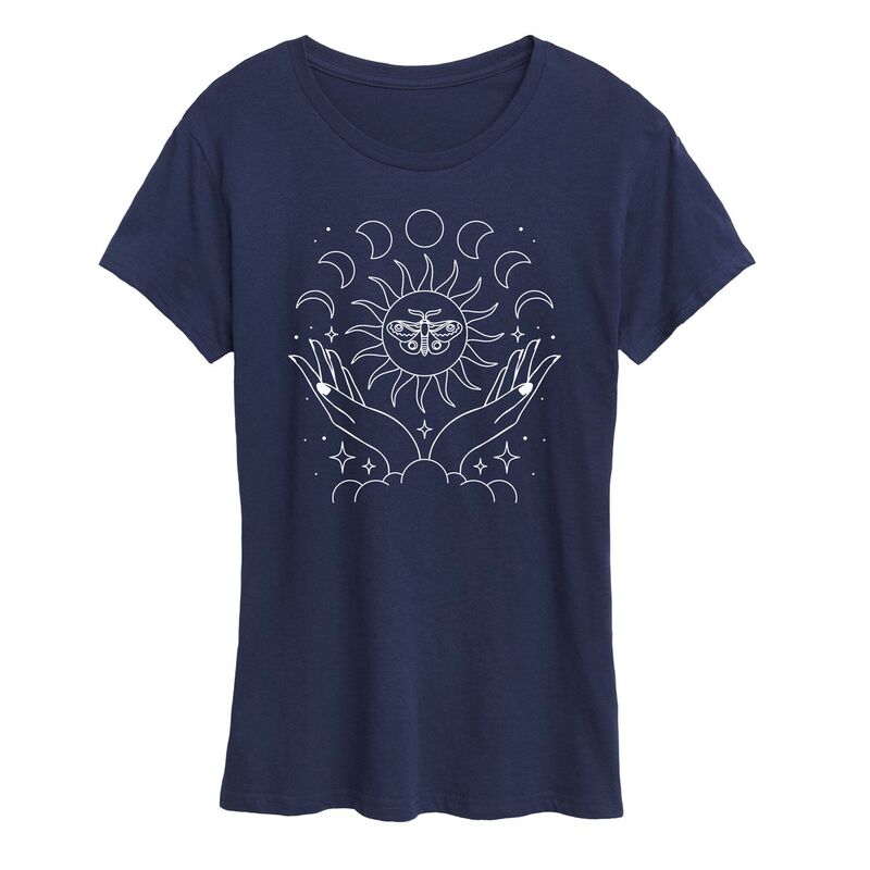 アンブランデッド レディース トップス Tシャツ グラフィック Unbranded Women's Celestial Hands Moth Graphic Tee Navy ネイビー