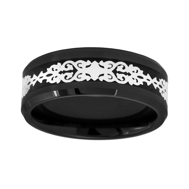 アンブランデッド メンズ アクセサリー リング Tシャツ Unbranded Black Ceramic and White Immersion-Plated Stainlessteel Band - Men Multi/None マルチカラー(4)