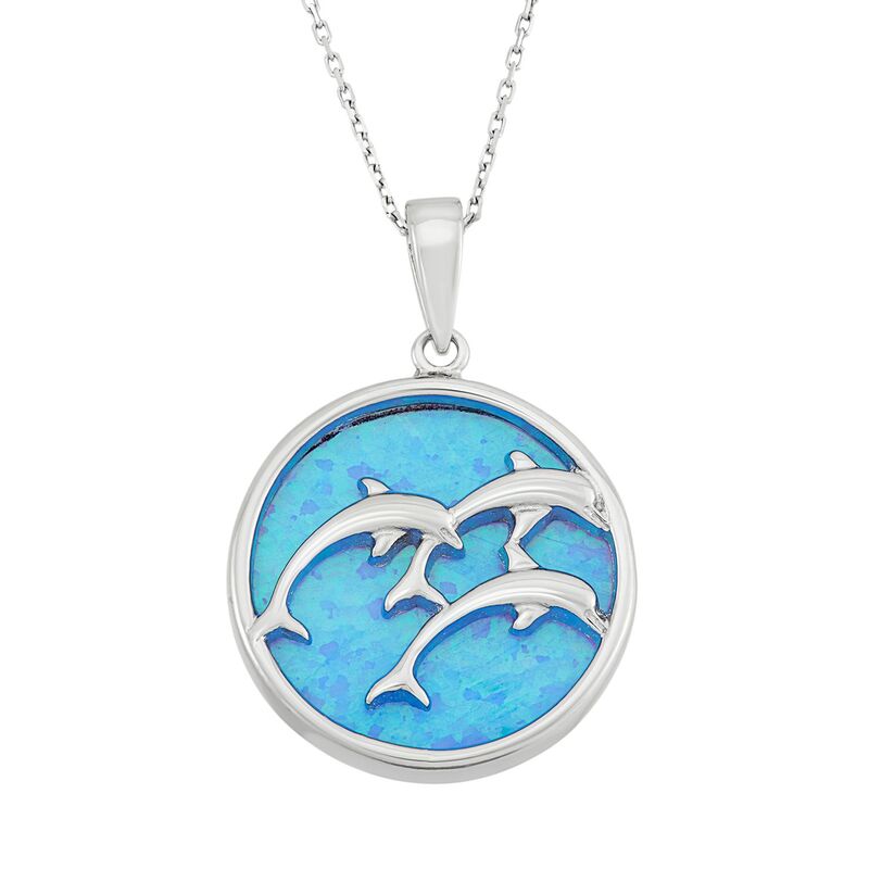 【送料無料】 アンブランデッド レディース ネックレス・チョーカー・ペンダントトップ アクセサリー Lab-Created Blue Opal Sterling Silver Triple Dolphin Pendant Necklace Multi/None