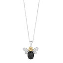 【送料無料】 アンブランデッド レディース ネックレス・チョーカー・ペンダントトップ アクセサリー 14k Gold Over Silver Citrine Onyx & White Topaz Bee Pendant Necklace Two Tone(4)