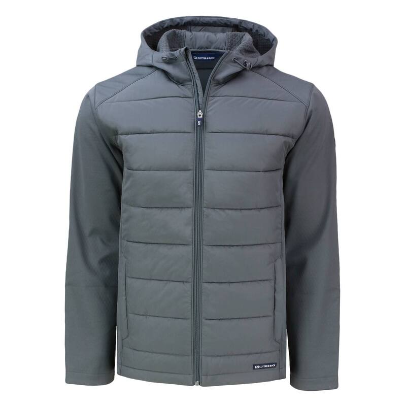 カッターアンドバック メンズ アウター ジャケット・ブルゾン フーデッドジャケットール Cutter & Buck Evoke Hybrid Eco Softshell Recycled Full Zip Mens Big & Tall Hooded Jacket Elemental Grey グレー