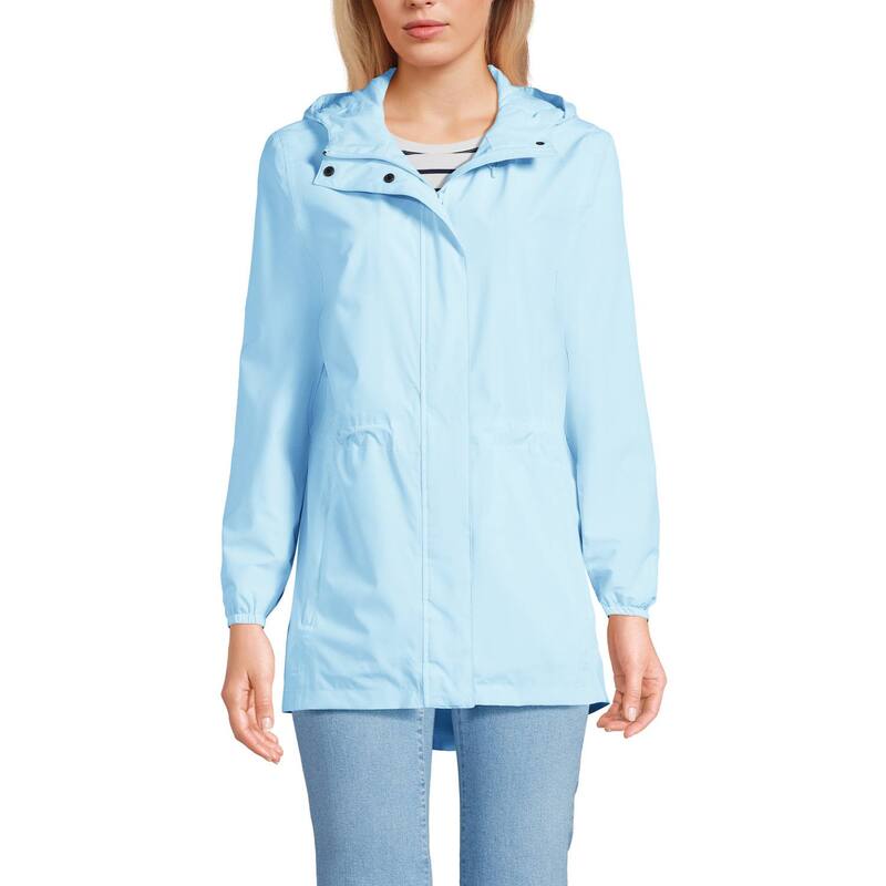 ランズエンド レディース アウター ジャケット・ブルゾン コート Women's Lands' End Hooded Packable Raincoat Subtle Blue ブルー