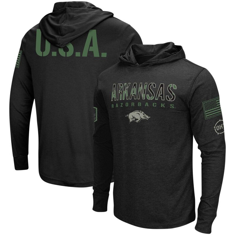 コロシアム メンズ トップス Tシャツ トール パーカー Men's Colosseum Black Arkansas Razorbacks Big & Tall OHT Military Appreciation Tango Long Sleeve Hoodie T-Shirt Ark Black ブラック