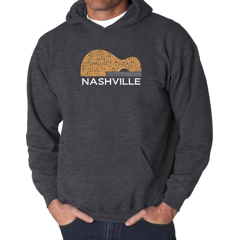 エルエーポップアート メンズ トップス Tシャツ スウェット LA Pop Art Nashville Guitar - Men's Word Art Hooded Sweatshirt Grey グレー