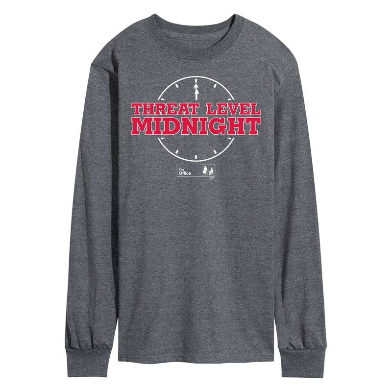 アニメキャラクター メンズ トップス Tシャツ Licensed Character Men's The Office Threat Level Midnight Long Sleeve Tee Dark Gray グレー