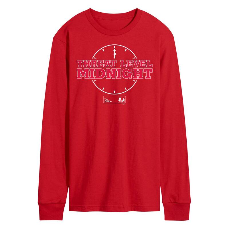 アニメキャラクター メンズ トップス Tシャツ Licensed Character Men's The Office Threat Level Midnight Long Sleeve Tee Red レッド