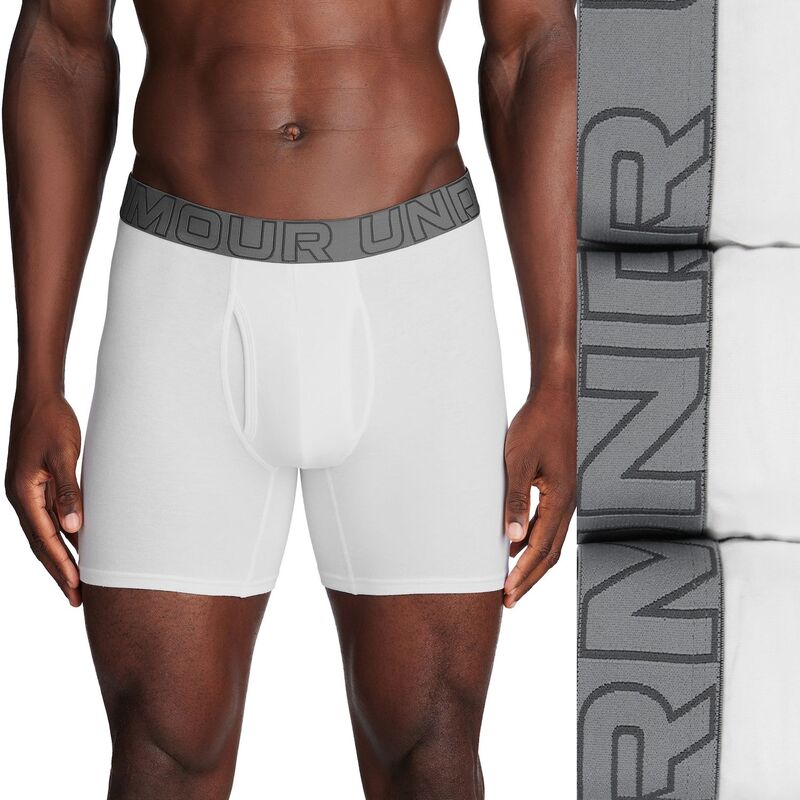Other - アンダーアーマー メンズ アンダーウェア ボクサーパンツ コットン Men's Under Armour 3-pack Performance Cotton Stretch 6-in. Boxer Briefs White ホワイト