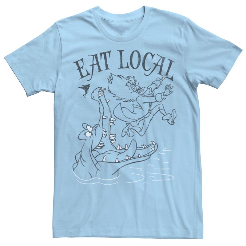 디즈니 맨즈 탑스 T셔츠 캡 그래픽 Disney's Peter Pan Captain Hook Men's "Eat Local"Graphic Tee Light Blue 블루