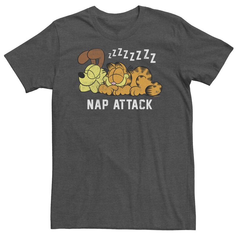 アニメキャラクター メンズ トップス Tシャツ トール Licensed Character Big & Tall Garfield And Otis Nap Attack Tee Charcoal Heather チャコール
