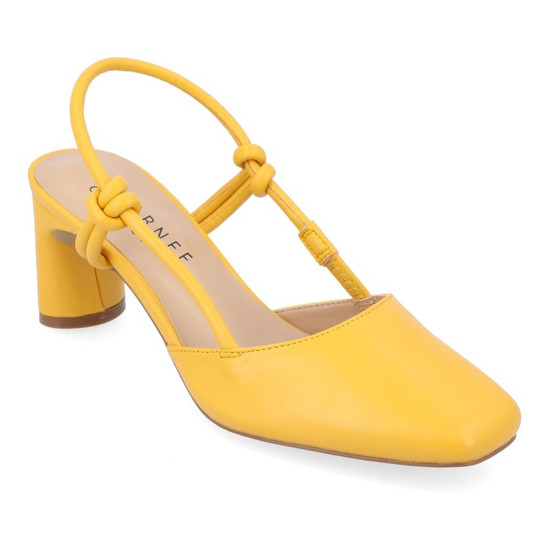 【送料無料】 ジュルネ コレクション レディース パンプス シューズ Journee Collection Margeene Women's Slingback Heels Yellow