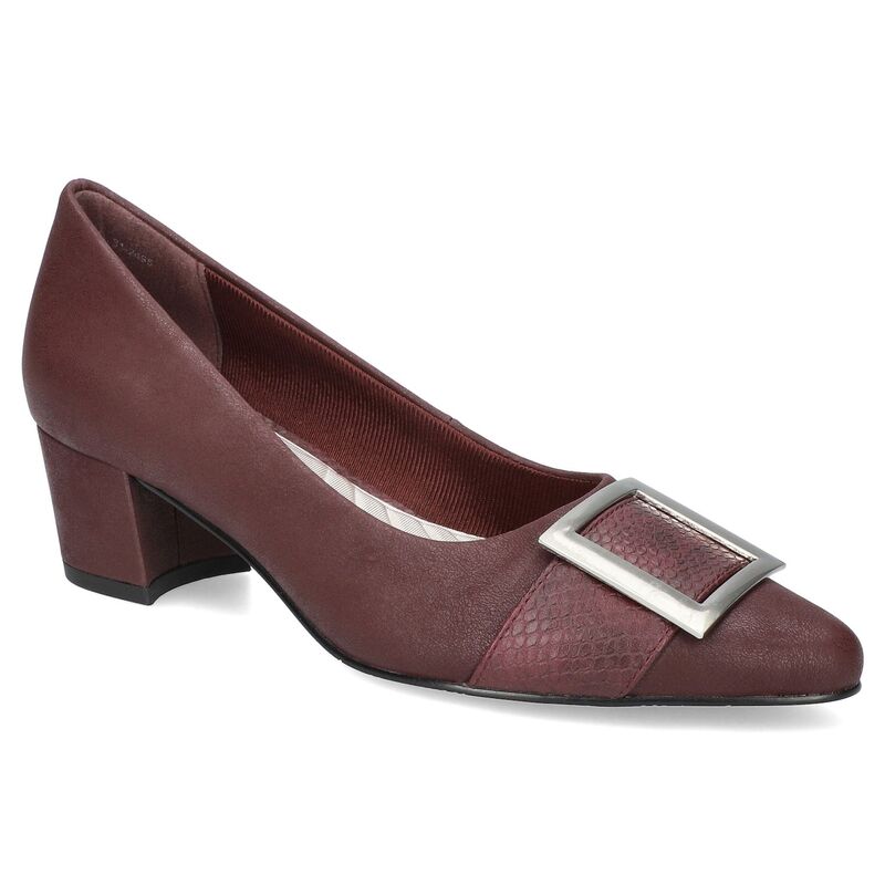 楽天ReVida 楽天市場店【送料無料】 イージーストリート レディース パンプス シューズ Easy Street Women's Cider Faux Snake Detailed Top Buckle Pumps Burgundy Matte