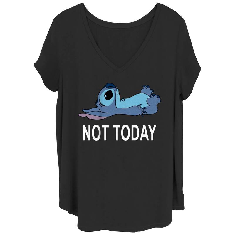 ディズニー レディース トップス Tシャツ プラスサイズ グラフィック Disney's Lilo & Stitch Juniors' Plusize Notoday Stitch Graphic Tee Black ブラック