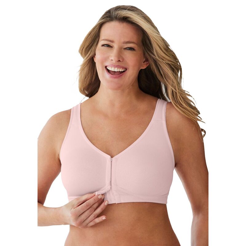 コンフォート チョイス レディース アンダーウェア ブラジャー プラスサイズ Comfort Choice Women's Plusize Front Hook Wireless Breathe Bra Shell Pink ピンク