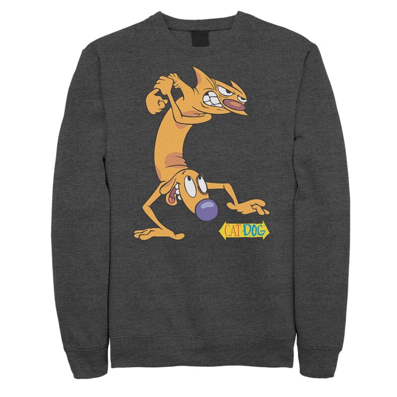 アニメキャラクター メンズ アウター パーカー・スウェット シャツ Licensed Character Mens Nickelodeon CatDog Tough Guysweatshirt Charcoal Heather チャコール