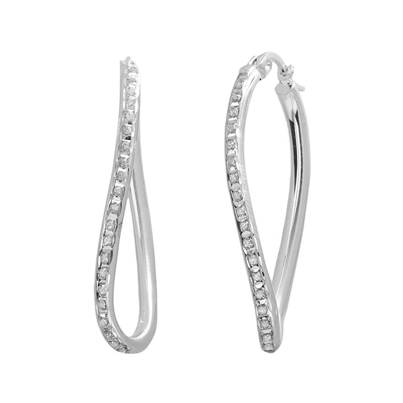 【送料無料】 アンブランデッド レディース ピアス・イヤリング アクセサリー Diamond Mystique Platinum Over Silver Figure 8 Hoop Earrings White