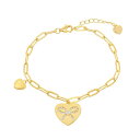 【送料無料】 アンブランデッド レディース ブレスレット・バングル・アンクレット アクセサリー 14k Gold Over Sterling Silver Heart Bracelet Gold Tone(4)