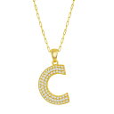 【送料無料】 アンブランデッド レディース ネックレス・チョーカー・ペンダントトップ アクセサリー Sterling Silver Cubic Zirconia Block Initial Necklace C(4)