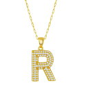【送料無料】 アンブランデッド レディース ネックレス・チョーカー・ペンダントトップ アクセサリー Sterling Silver Cubic Zirconia Block Initial Necklace R(4)