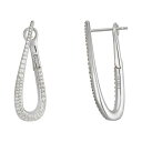 【送料無料】 アンブランデッド レディース ピアス・イヤリング アクセサリー Sterling Silver Cubic Zirconia Oblong Hoop Earrings Sterling Silver