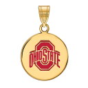 【送料無料】 ロゴアート レディース ブレスレット・バングル・アンクレット アクセサリー LogoArt 14k Gold over Sterling Silver Ohio State Buckeyes Enamel Disc Pendant 14k Gold Plated(4)